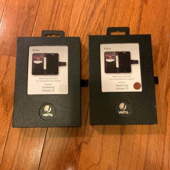 Vetta BUNDLE of TWO Samsung Galaxy S5 phone wallets.  Both brown/NWT - Picture 1 of 7